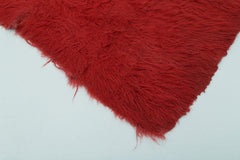 Handmade Area Rug - Red Geometric Cotton Wool Rug 5'3'' x 7'10'' Durable Turkish Carpet