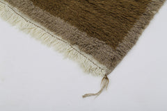 Handmade Area Rug - Brown Geometric Cotton Wool Vintage Wool Carpet 3'6"x6'2"