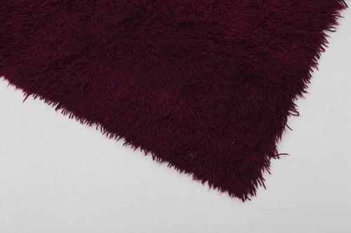 Handmade Area Rug - Purple Geometric Cotton Wool Rug 4'3'' x 6'5'' by Agacan