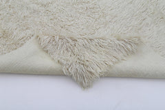 Handmade Area Rug - Beige Geometric Cotton Wool Blend | Soft Durable Turkish Carpet 4'1''x5'6''