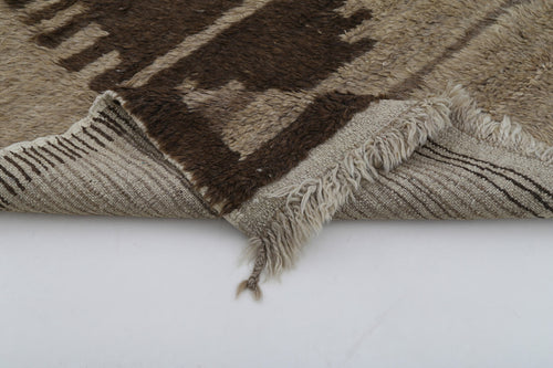 Tulu Brown Geometric Cotton Wool Handmade Area Rug 4'1'' x 5'11''