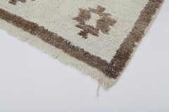 Tulu Beige Geometric Cotton Wool Handmade Area Rug 3'11'' x 5'9''