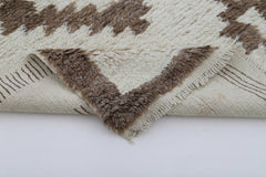 Tulu Beige Geometric Cotton Wool Handmade Area Rug 3'11'' x 5'9''