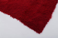 Handmade Area Rug - Red Geometric Cotton Wool Vintage Turkish Carpet 5'2''x7'3''