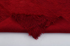 Handmade Area Rug - Red Geometric Cotton Wool Vintage Turkish Carpet 5'2''x7'3''