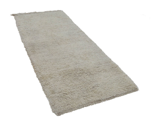 Tulu Beige Geometric Cotton Wool Handmade Area Rug 3'9'' x 8'5''