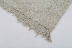 Tulu Beige Geometric Cotton Wool Handmade Area Rug 3'9'' x 8'5''