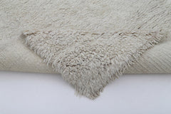 Tulu Beige Geometric Cotton Wool Handmade Area Rug 3'9'' x 8'5''