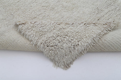 Tulu Beige Geometric Cotton Wool Handmade Area Rug 3'9'' x 8'5''
