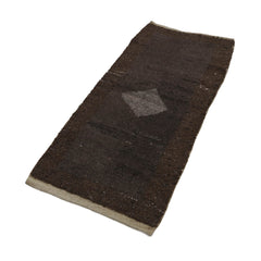 Handmade Area Rug - Brown Geometric Cotton Wool Hand Woven Rug 2'5''x5'9''