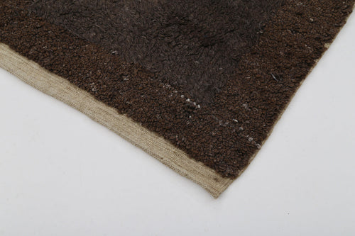 Handmade Area Rug - Brown Geometric Cotton Wool Hand Woven Rug 2'5''x5'9''