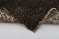 Handmade Area Rug - Brown Geometric Cotton Wool Hand Woven Rug 2'5''x5'9''