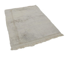 Tulu Beige Geometric Cotton Wool Handmade Area Rug 4'7'' x 6'0''
