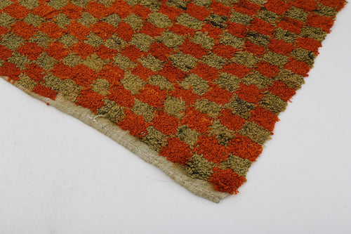 Handmade Area Rug - Red Geometric Cotton Wool Durable Turkish Carpet 3'7''x5'9''