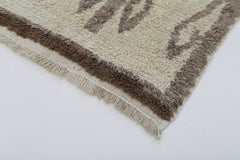 Handmade Area Rug - Beige Geometric Cotton Wool Turkish Wool Carpet 3'7''x6'3''