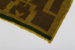 Handmade Area Rug – Brown Geometric Cotton Wool Vintage Handwoven Carpet 3'2''x4'10''