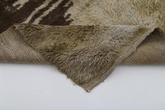 Handmade Area Rug – Brown Geometric Cotton Wool Vintage Wool Rug 3'1''x5'3''