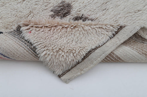 Tulu Cream Cotton Wool Handmade Area Rug 3'3'' x 3'10''