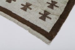 Tulu Beige Geometric Cotton Wool Handmade Area Rug 3'8'' x 5'8''