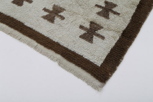 Tulu Beige Geometric Cotton Wool Handmade Area Rug 3'8'' x 5'8''
