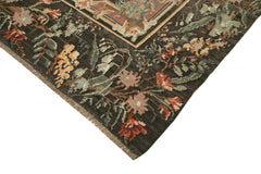 Moldovian Floral Brown Floral Cotton Wool Goat Hair Handmade Rug 6'7'' x 10'10''