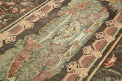 Moldovian Floral Brown Floral Cotton Wool Goat Hair Handmade Rug 6'7'' x 10'10''