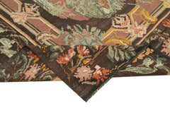 Moldovian Floral Brown Floral Cotton Wool Goat Hair Handmade Rug 6'7'' x 10'10''