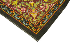Moldovian Floral Brown Floral Cotton Wool Goat Hair Handmade Rug 5'1'' x 7'1''
