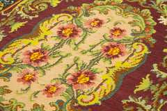 Moldovian Floral Brown Floral Cotton Wool Goat Hair Handmade Rug 5'1'' x 7'1''