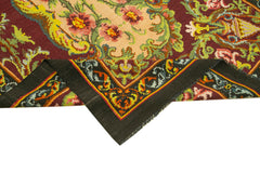 Moldovian Floral Brown Floral Cotton Wool Goat Hair Handmade Rug 5'1'' x 7'1''
