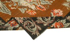 Moldovian Floral Black Floral Cotton Wool Goat Hair Handmade Rug 6'0'' x 10'3''