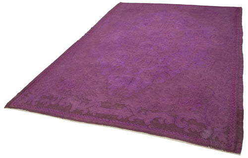 Moldovian Floral Purple Floral Cotton Wool Goat Hair Handmade Rug 6'9'' x 9'8''