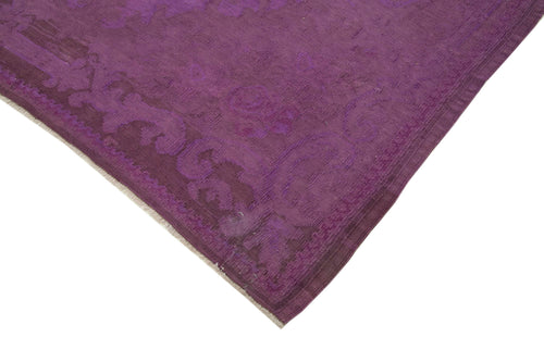 Moldovian Floral Purple Floral Cotton Wool Goat Hair Handmade Rug 6'9'' x 9'8''