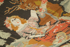 Moldovian Floral Black Floral Cotton Wool Goat Hair Handmade Rug 5'8'' x 8'5''