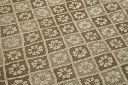 Moldovian Floral Black Floral Cotton Goat Hair Wool Handmade Area Rug 5'8'' x 12'4''