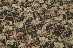 Moldovian Floral Black Floral Cotton Goat Hair Wool Handmade Area Rug 5'10'' x 11'9''