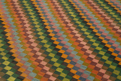 Moldovian Floral Black Floral Cotton Wool Goat Hair Handmade Rug 6'10'' x 12'7''