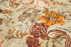 Moldovian Floral Black Floral Cotton Wool Goat Hair Handmade Rug 5'10'' x 10'5''