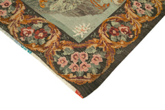 Moldovian Floral Brown Floral Cotton Wool Goat Hair Handmade Rug 6'7'' x 8'0''