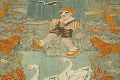 Moldovian Floral Brown Floral Cotton Wool Goat Hair Handmade Rug 6'7'' x 8'0''