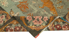 Moldovian Floral Brown Floral Cotton Wool Goat Hair Handmade Rug 6'7'' x 8'0''