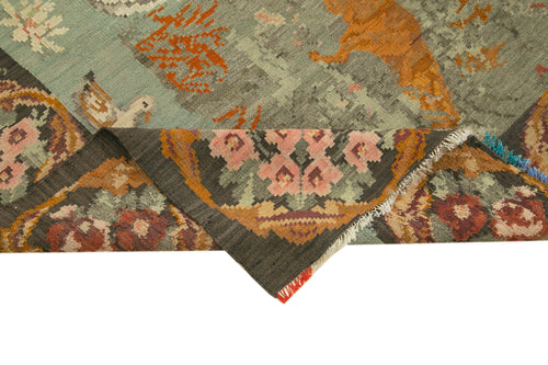 Moldovian Floral Brown Floral Cotton Wool Goat Hair Handmade Rug 6'7'' x 8'0''