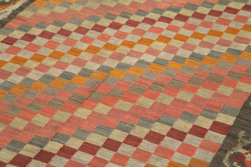 Moldovian Floral Brown Floral Cotton Wool Goat Hair Handmade Rug 5'3'' x 10'0''