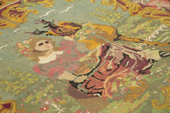 Moldovian Floral Black Floral Cotton Wool Goat Hair Handmade Rug 6'3'' x 8'6''