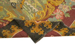 Moldovian Floral Black Floral Cotton Wool Goat Hair Handmade Rug 6'3'' x 8'6''