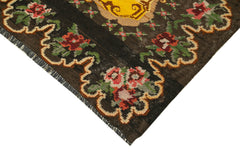 Moldovian Floral Brown Floral Cotton Wool Goat Hair Handmade Rug 6'7'' x 8'1''