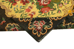 Moldovian Floral Brown Floral Cotton Wool Goat Hair Handmade Rug 6'7'' x 8'1''