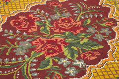 Moldovian Floral Yellow Floral Cotton Wool Goat Hair Handmade Rug 6'2'' x 9'7''
