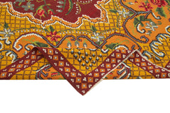 Moldovian Floral Yellow Floral Cotton Wool Goat Hair Handmade Rug 6'2'' x 9'7''