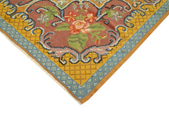 Moldovian Floral Yellow Floral Cotton Wool Goat Hair Handmade Rug 6'4'' x 10'2''